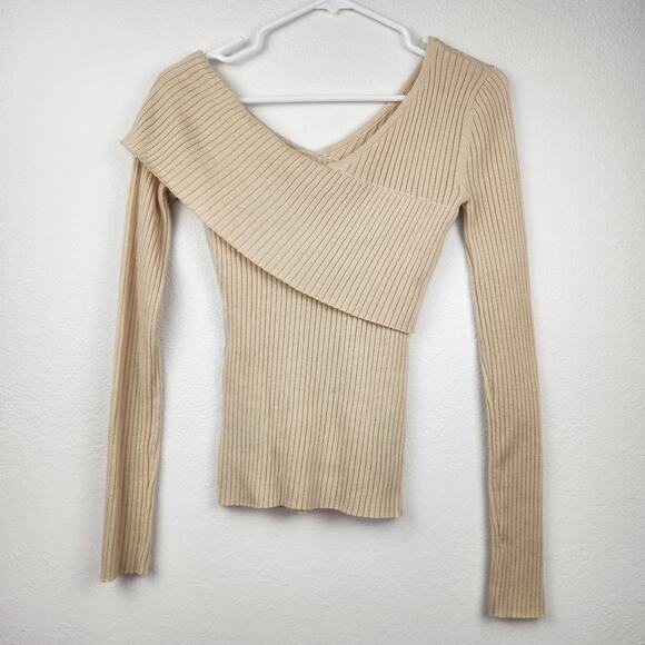 Lovers and Friends Booker Sweater Cream Long Sleeve Off The Shoulder Size XS - Picture 5 of 10
